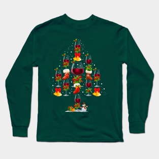 Wine Christmas Tree Long Sleeve T-Shirt